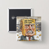 「アメリカを再び焼く」 缶バッジ (正面&裏面)