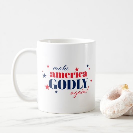 アメリカを再び神聖な国に 愛国的な コーヒーマグカップ (ドーナツ)