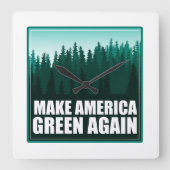 アメリカを再び緑にする スクエア壁時計 (正面)