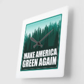 アメリカを再び緑にする スクエア壁時計 (傾斜)