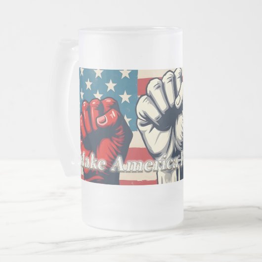 アメリカを再び自由に アート作品 フロストグラスビールジョッキ (正面左)
