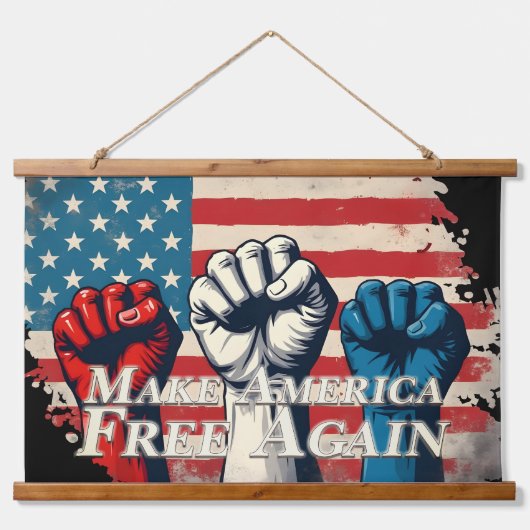 アメリカを再び自由に アート作品 吊り下げ型タペストリー (正面)