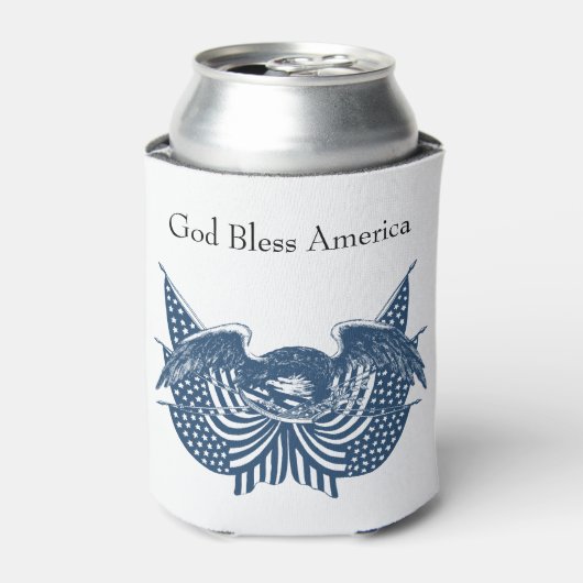 アメリカを守るアメリカン・イーグル愛国国旗の旗 缶クーラー (缶正面)