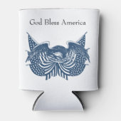 アメリカを守るアメリカン・イーグル愛国国旗の旗 缶クーラー (正面)