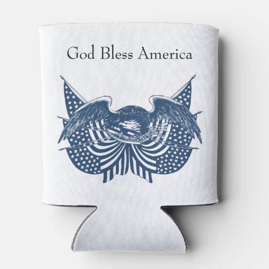 アメリカを守るアメリカン・イーグル愛国国旗の旗 缶クーラー (裏面)