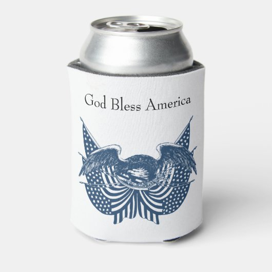 アメリカを守るアメリカン・イーグル愛国国旗の旗 缶クーラー (缶裏面)
