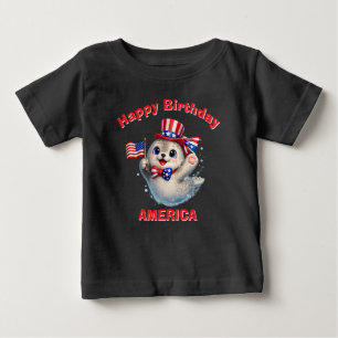 アメリカを愛する子供用Tシャツ(5歳対応) シール ベビーTシャツ