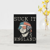 アメリカを愛せよ イギリスめ！ ジョージ・ワシントン ４日７月 カード (黄色い花)