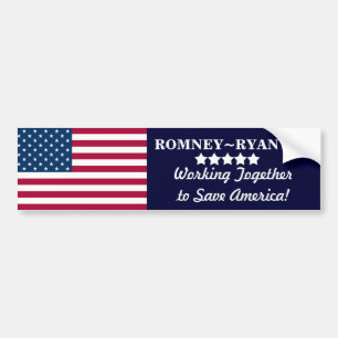 アメリカを救う協力! Romney~Ryan 2012年 バンパーステッカー