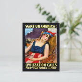 アメリカを目覚めさせ、愛国者の女性を眠らせ、ヴィンテージ戦争 ポストカード (スタンド正面)