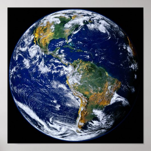 アメリカを示す完全な地球 ポスター (正面)