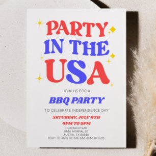 アメリカを祝おう！7月4日レトロBBQパーティー 招待状