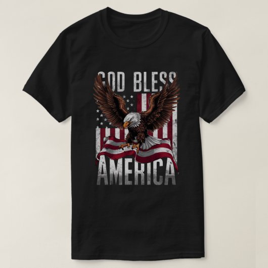 アメリカを祝福するハゲ・イーグル Tシャツ (デザイン正面)