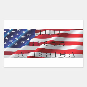 アメリカを祝福する愛国的で強力な神 長方形シール
