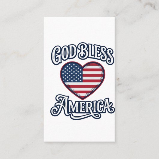 アメリカを祝福する愛国的なハートのTシャツデザイン_1 名刺 (正面)