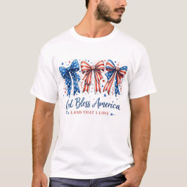 アメリカを祝福する愛国的なボウ・デザイン:7月4日 Tシャツ