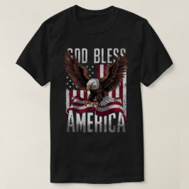 アメリカを祝福する愛国的な旗ハクトウワシ Tシャツ