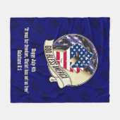 アメリカを祝福する愛国的な神7月4日 フリースブランケット (正面(横))