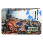 アメリカを祝福せよ。ファインアート愛国心 マグネット (横)