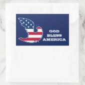 アメリカを祝福せよ。愛国平和鳩 長方形シール (バッグ)