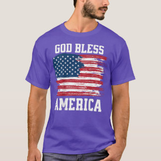 アメリカを神が祝福します裏面に印刷 Tシャツ