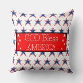 アメリカを神が祝福します 赤 白 青 星 クッション (正面)