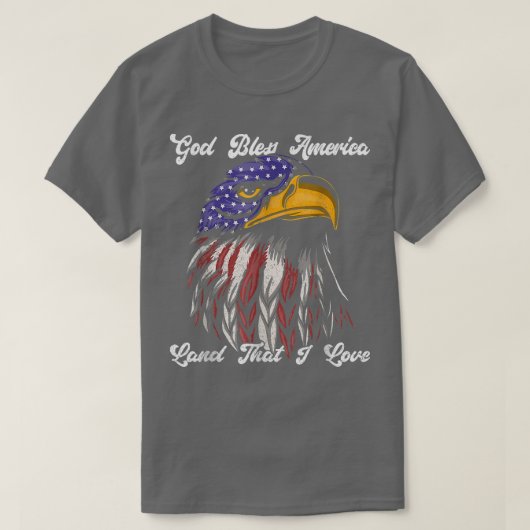 アメリカを神の祝福があれ 愛する土地 アメリカ国旗 おもしろい 4 Tシャツ (デザイン正面)