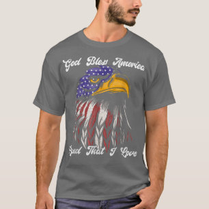アメリカを神の祝福があれ 愛する土地 アメリカ国旗 おもしろい 4 Tシャツ