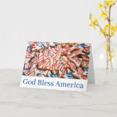アメリカを神の祝福の下に 愛国的なグリーティングカード 空白 カード (黄色い花)