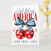 アメリカを神の祝福の下に 愛国的な チェリー 4月7日 米国 カード (黄色い花)