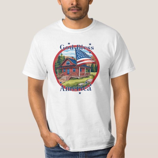 アメリカを神の祝福の下に USA国旗 Tシャツ (正面)