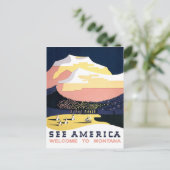 アメリカを見よう、モンタナへようこそ、ビンテージ、旅行 ポストカード (スタンド正面)