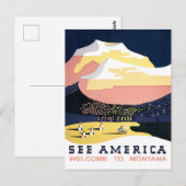 アメリカを見よう、モンタナへようこそ、ビンテージ、旅行 ポストカード (正面/裏面)