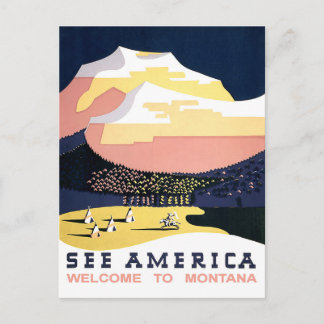 アメリカを見よう、モンタナへようこそ、ビンテージ、旅行 ポストカード