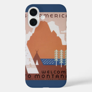 アメリカを見よう モンタナへようこそ, ヴィンテージ旅行 iPhone 16ケース