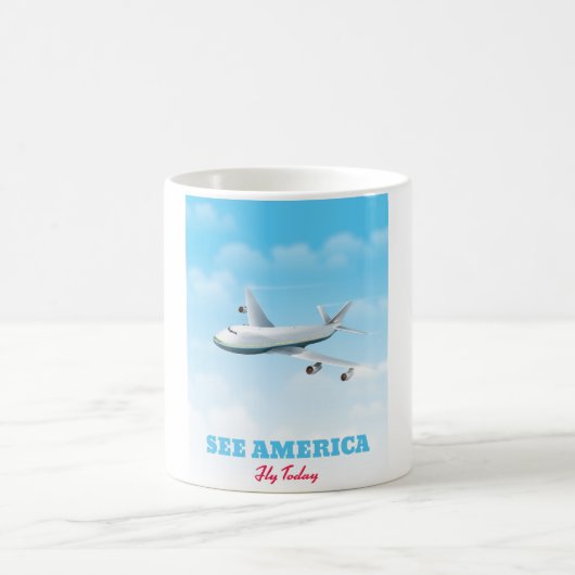 アメリカを見よう - 今日飛びたつ！ コーヒーマグカップ (中央)