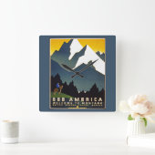 アメリカを見る – モンタナへようこそ スクエア壁時計 (ホーム)