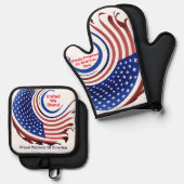アメリカを誇りに思うパトリオット 鍋つかみ&鍋敷きセット (正面/裏面)