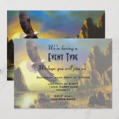 アメリカを象徴するデザイン　鷹が空高く飛ぶ 招待状 (正面/裏面)