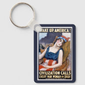 アメリカを起こせ! ヴィンテージ愛国主義的自由アート キーホルダー (正面)