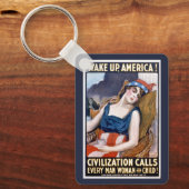 アメリカを起こせ! ヴィンテージ愛国主義的自由アート キーホルダー (正面)