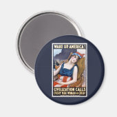 アメリカを起こせ！ ヴィンテージ愛国主義的自由アート マグネット (正面/裏面)