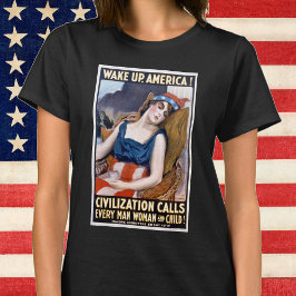 アメリカを起こせ！ ヴィンテージ愛国的な自由のアート Tシャツ