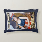 アメリカを起こせ！ヴィンテージ愛国自由芸術 アクセントクッション (正面)