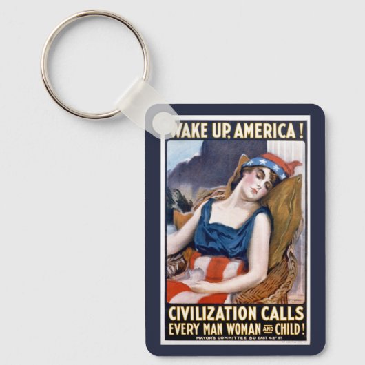 アメリカを起こせ!ヴィンテージ愛国自由芸術 キーホルダー (正面)