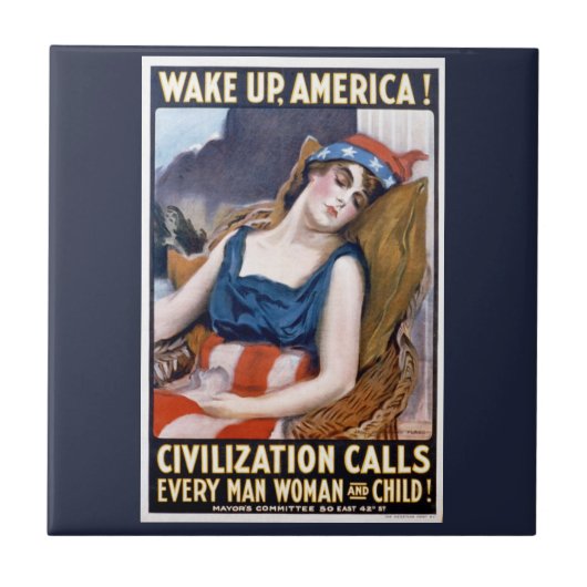 アメリカを起こせ！ヴィンテージ愛国自由芸術 タイル (正面)