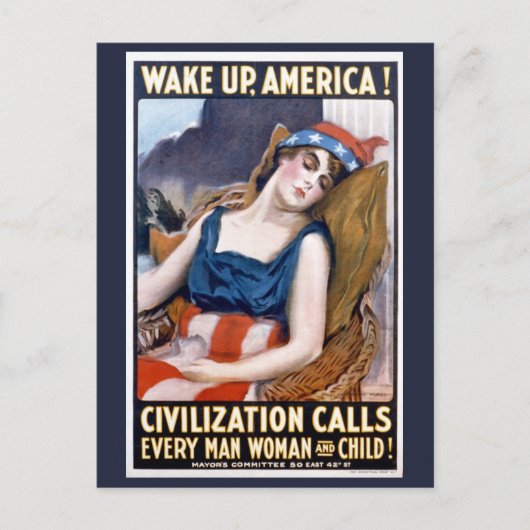 アメリカを起こせ!ヴィンテージ愛国自由芸術 ポストカード (正面)