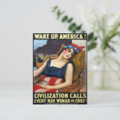 アメリカを起こせ！ヴィンテージ第一次世界大戦ポスター ポストカード (スタンド正面)
