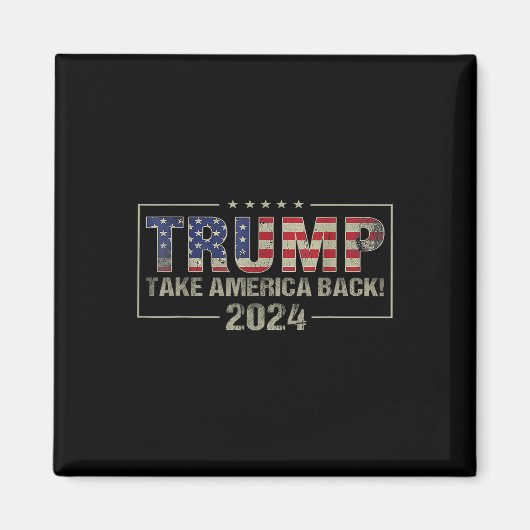 アメリカを連れ戻すアメリカ国旗トランプ2024男性 マグネット (正面)