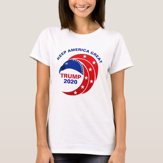 アメリカを2020人のアメリカ人のワシを切札で取ること素晴らしい再度保って下さい Tシャツ (正面)